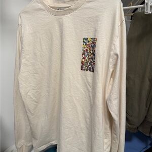 Men's Cream Long Sleeve Shirt with Graphic Pocket